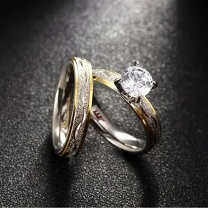 Beautiful Woman’s Engagement Diamond Ring Set Non Tarnish Retail $799
